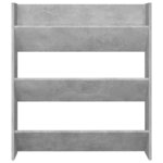 vidaXL Armoire à chaussures murale Gris béton 80x18x90 cm Aggloméré