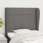 vidaXL Tête de lit avec oreilles Gris foncé 93x23x118/128 cm Tissu