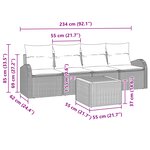 vidaXL Ensemble Canapé de Jardin 5 Pièces avec Coussins Beige Poly Rattan Acacia
