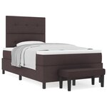 vidaXL Lit à ressorts avec Matelas & Banc Marron Foncé 120x200 cm Tissu