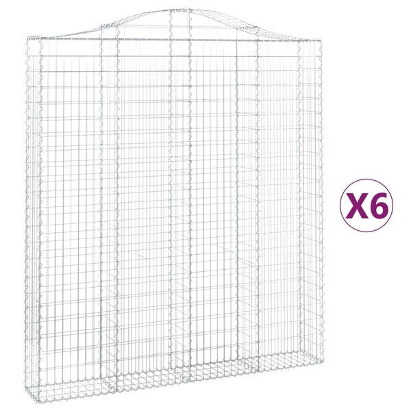 vidaXL Paniers à gabions arqués 6 Pièces 200x30x220/240 cm fer galvanisé