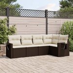 vidaXL Salon de jardin avec coussins 5 Pièces marron résine tressée