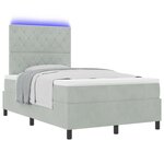Box Spring VidaXL avec Matelas & Lumières LED Gris clair 120x190 cm Velours