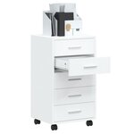 vidaXL Armoire à tiroirs avec roulettes Blanc brillant Bois ingénierie