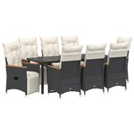 vidaXL Ensemble de salle à manger de jardin de 9 pièces avec coussins - Rattan Poly Noir