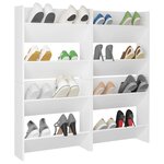 vidaXL Armoires à chaussures murales 4 Pièces blanc bois d'ingénierie
