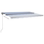 vidaXL Auvent manuel rétractable avec LED 500x350 cm Bleu et blanc