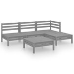 vidaXL Salon de jardin 5 Pièces Bois de pin massif Gris