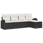 vidaXL Ensemble de 5 pièces de canapé de jardin avec coussins en noir Poly Rattan