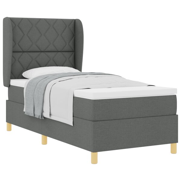 Lit à ressorts vidaXL avec matelas Gris foncé 100x200 cm en tissu