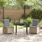 vidaXL Ensemble de Dîner de Jardin 3 Pièces Beige Rattan Poly
