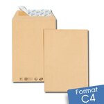 Lot de 50 enveloppes kraft brun c4 auto-adhésives
