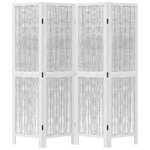 vidaXL Cloison de séparation 4 panneaux blanc bois de paulownia massif