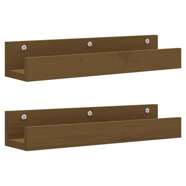 vidaXL Étagères murales 2 Pièces Marron miel 50x12x9cm Bois de pin massif