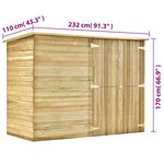 vidaXL Abri de jardin 232x110x170 cm Bois de pin imprégné