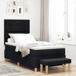 Lit à ressorts vidaXL avec matelas et banc noir 100x200 cm en tissu