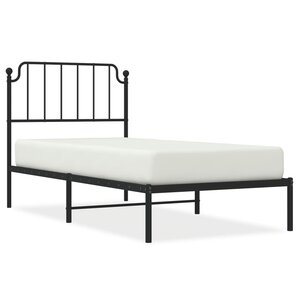 vidaXL Cadre de lit métal avec tête de lit noir 90x190 cm