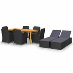 vidaXL Ensemble de salle à manger de jardin 9 Pièces Noir