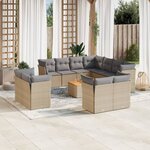 vidaXL Salon de jardin avec coussins 12 Pièces beige résine tressée