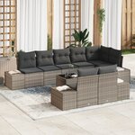 vidaXL Set de canapé de jardin 8 pièces avec coussins en poly rotin noir