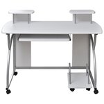 vidaXL Bureau d'ordinateur Blanc 110x52x88 5 cm Bois d’ingénierie