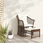 vidaXL Salon de jardin 2 Pièces avec coussins Marron Résine tressée