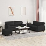 vidaXL Ensemble de canapés 3 Pièces noir similicuir