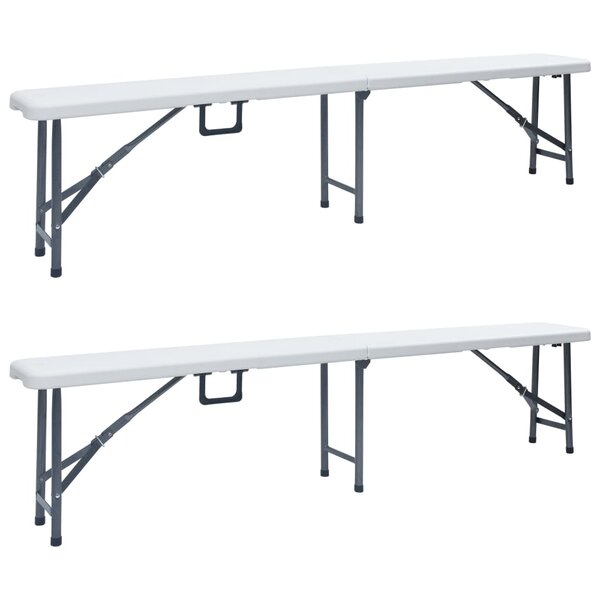 vidaXL Bancs de jardin pliables 2 Pièces 180 cm PEHD Blanc