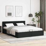 vidaXL Cadre de lit à rangement hydraulique sans matelas avec LED noir