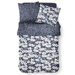 Parure de lit à motif floral 260 x 240 cm - Bleu marine