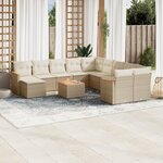 vidaXL Salon de jardin avec coussins 12 Pièces beige résine tressée