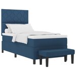 vidaXL Lit à Ressorts avec Matelas & Banc Bleu 90x190 cm Tissu