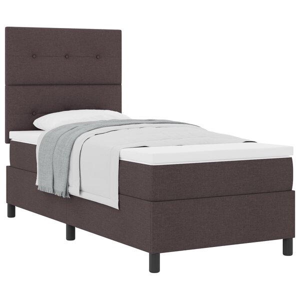 vidaXL Lit à ressorts avec matelas marron foncé en tissu