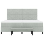 vidaXL Lit Box Spring avec Matelas & Banc Gris Clair 200x200 cm Velours
