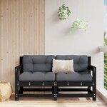 vidaXL Canapés d'angle de jardin 2 Pièces noir bois de pin massif