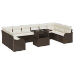 Ensemble de Sofa de Jardin vidaXL 11 pièces avec Coussins Marron Poly Rattan