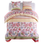 Vidaxl jeu de housse de couette motif floral rayé 200x220/80x80 cm