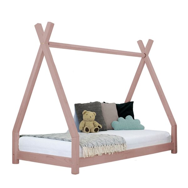 Lit tipi enfant NAKANA 120 x 200 rose pastel