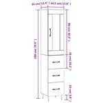 vidaXL Buffet haut Gris béton 34 5x34x180 cm Bois d'ingénierie