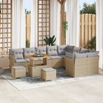 Ensemble de 12 pièces de canapés de jardin avec coussins Beige Rotin Acacia