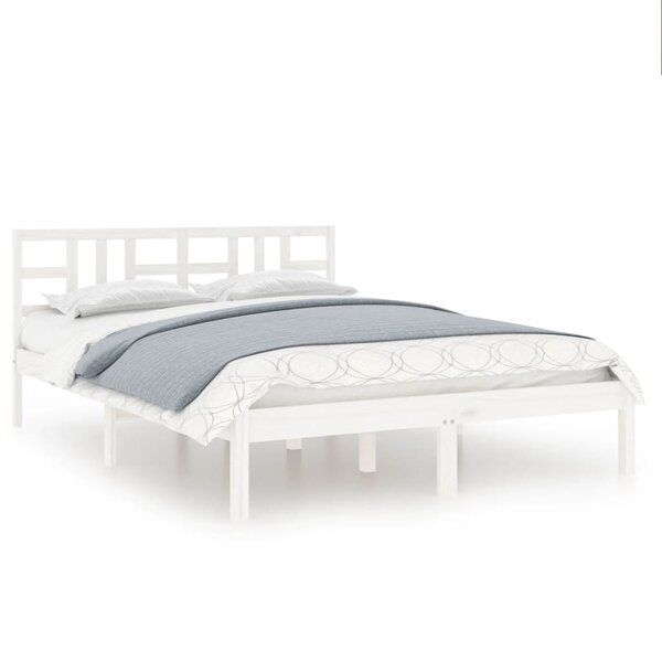 vidaXL Cadre de lit sans matelas blanc 200x200 cm bois massif