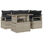 Ensemble de Canapés de Jardin vidaXL 5 pièces avec Coussins Gris Clair en Poly Rattan