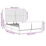 Lit vidaXL Gris clair 140x200 cm Velours