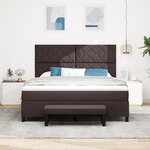 vidaXL Lit à ressorts avec matelas et banc marron foncé 180x200 cm en tissu