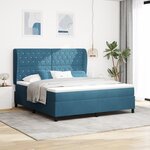 Lit Box Spring vidaXL avec Matelas Bleu Foncé 180x200 cm Velours