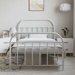 vidaXL Cadre de lit métal sans matelas et pied de lit blanc 100x190 cm