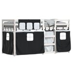 vidaXL Lit superposé avec rideaux blanc/noir 90x190 cm bois pin massif