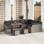 Ensemble de Canapé de Jardin vidaXL 13 pièces avec coussins gris en poly rotin acacia