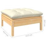 vidaXL Salon de jardin 10 Pièces avec coussins crème bois de pin massif