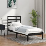 vidaXL Cadre de lit Noir Bois massif 75x190 cm Petit simple